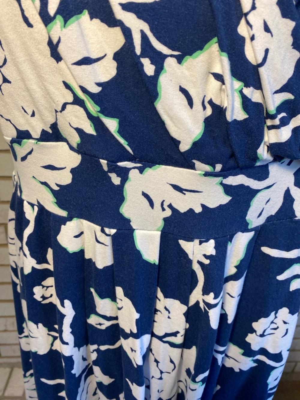 Lands' End Navy and White Floral Wrap-Style Midi Dress - Picture 3 of 6